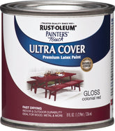 Painter's Touch Ultra Cover 1964730 Enamel Paint, Water Base, Gloss Sheen, Colonial Red, 0.5 pt, Can